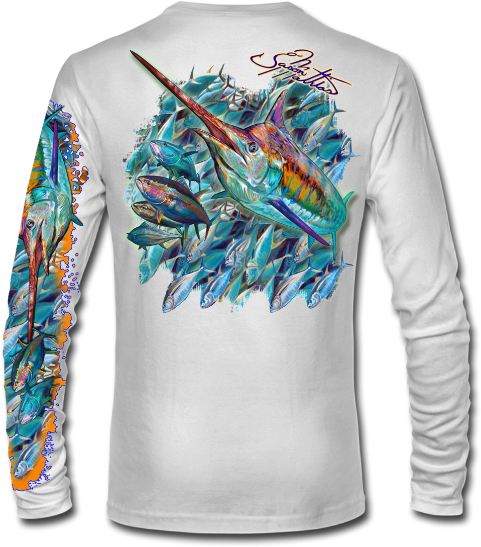 Marlin Shirt White Back Jason Mathias - Redfish T Shirt (1200x1200), Png Download