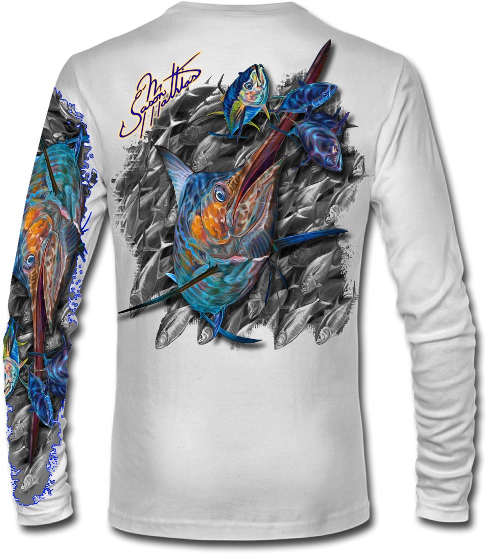 Blue Marlin Shirt White Back Jason Mathias - Shirt (1200x1200), Png Download
