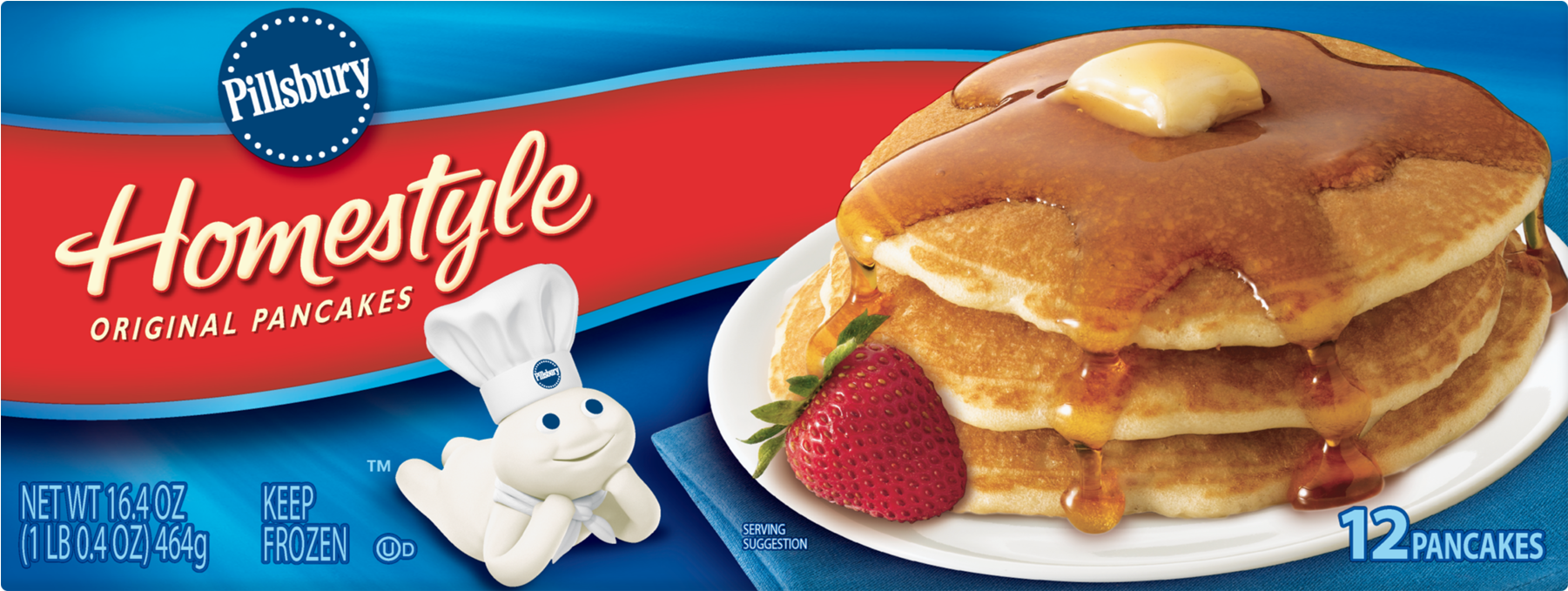 Pillsbury Homestyle Original Pancakes Frozen Breakfast, - Pillsbury Pancakes, Buttermilk - 12 Pancakes, 16.4 (1800x1800), Png Download