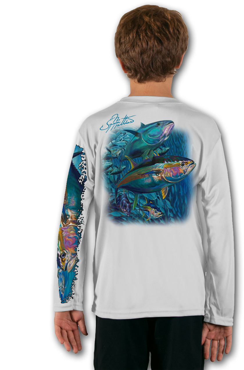 Tuna White Youth Solar Ls Back Performance Shirt - T-shirt (1280x1280), Png Download