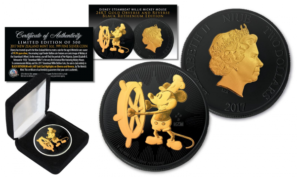 2017 New Zealand Mint Niue 1 Oz Pure Silver Bu Mickey - 2017 Niue 1oz Silver Coin Darth Vader Star Wars W Black (600x600), Png Download