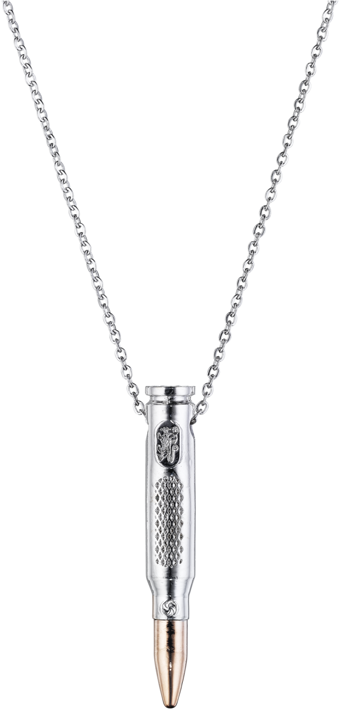 Distressed Silver Bullet Necklace - Pendant (1500x1500), Png Download