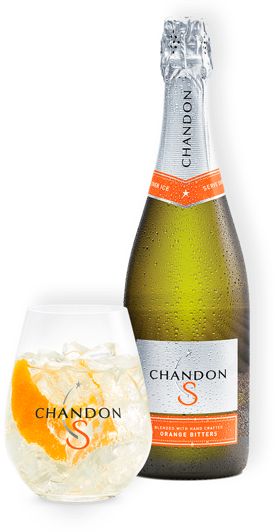 Bottle With Glass - Chandon S Sparkling With Orange Bitters (551x1057), Png Download