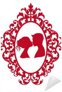 Kissing Couple In Antique Frame, Vector Sticker • Pixers® - Decal Guru Chandelier Picture Frames Wall Decal Colour: (400x400), Png Download