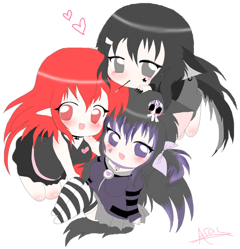 Demon Trio - Color (500x540), Png Download