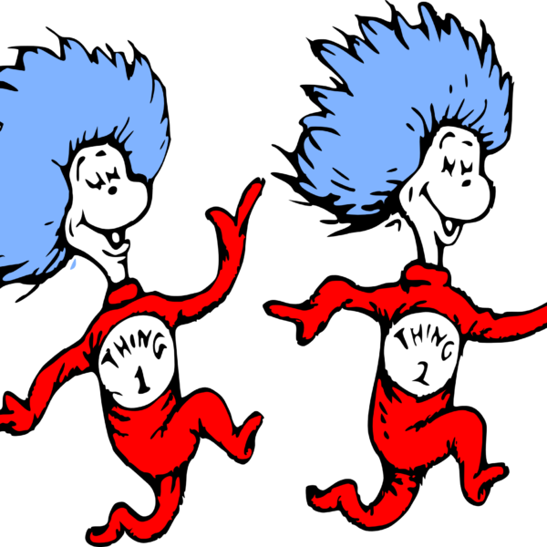 Wall Dr Seuss Thing 1 & Thing 2 Character Kids Room - Thing 1 And Thing 2 Running (600x600), Png Download
