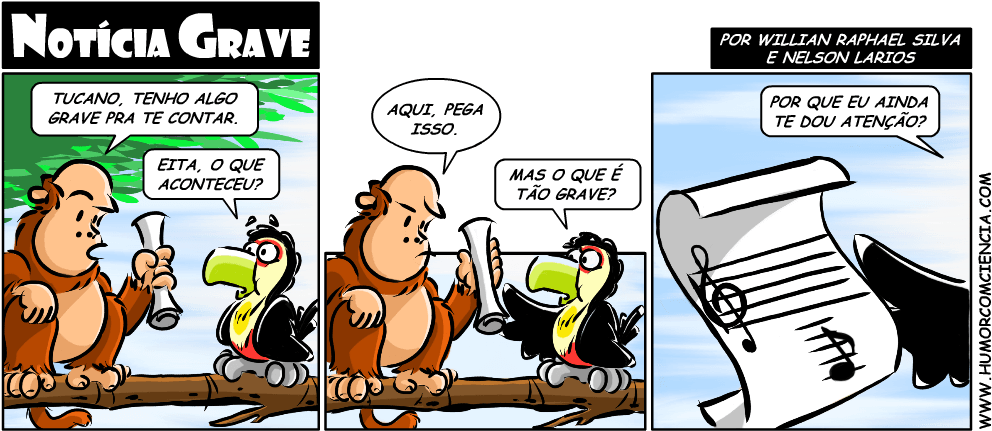 Noticia-grave - Tirinhas Musicais (1000x442), Png Download