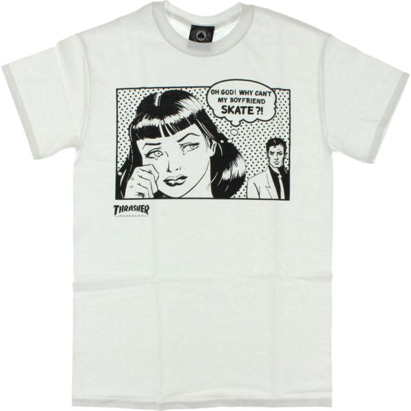 T Shirt Thrasher Boyfriend Short Sleeve L White - Cant My Boyfriend Skate Shirt (600x600), Png Download