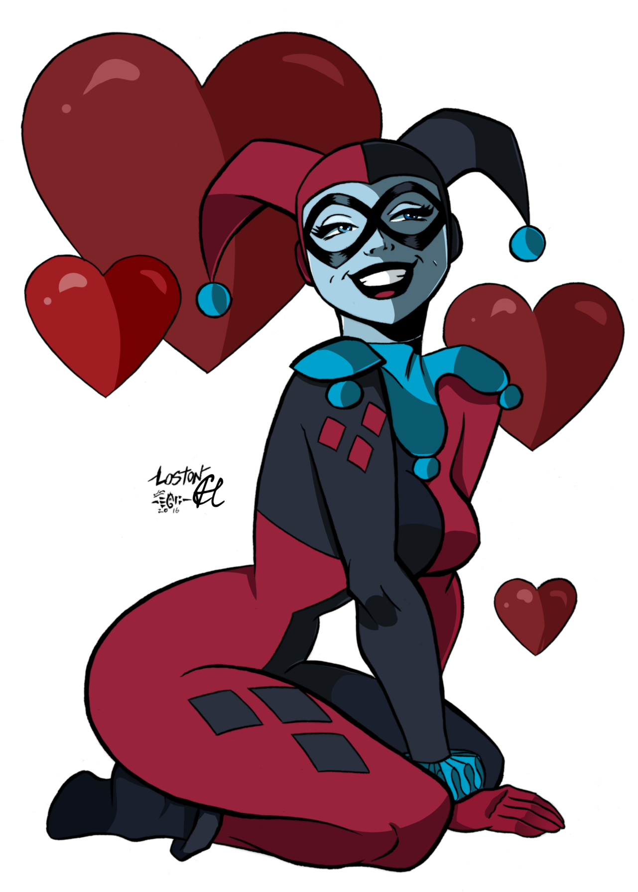Harley Quinn Cute Pictures - Harley Quinn Jester Cartoon (751x1065), Png Download