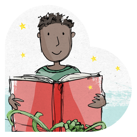Boy With Book And Christmas Ribbon - Christmas Day (470x470), Png Download