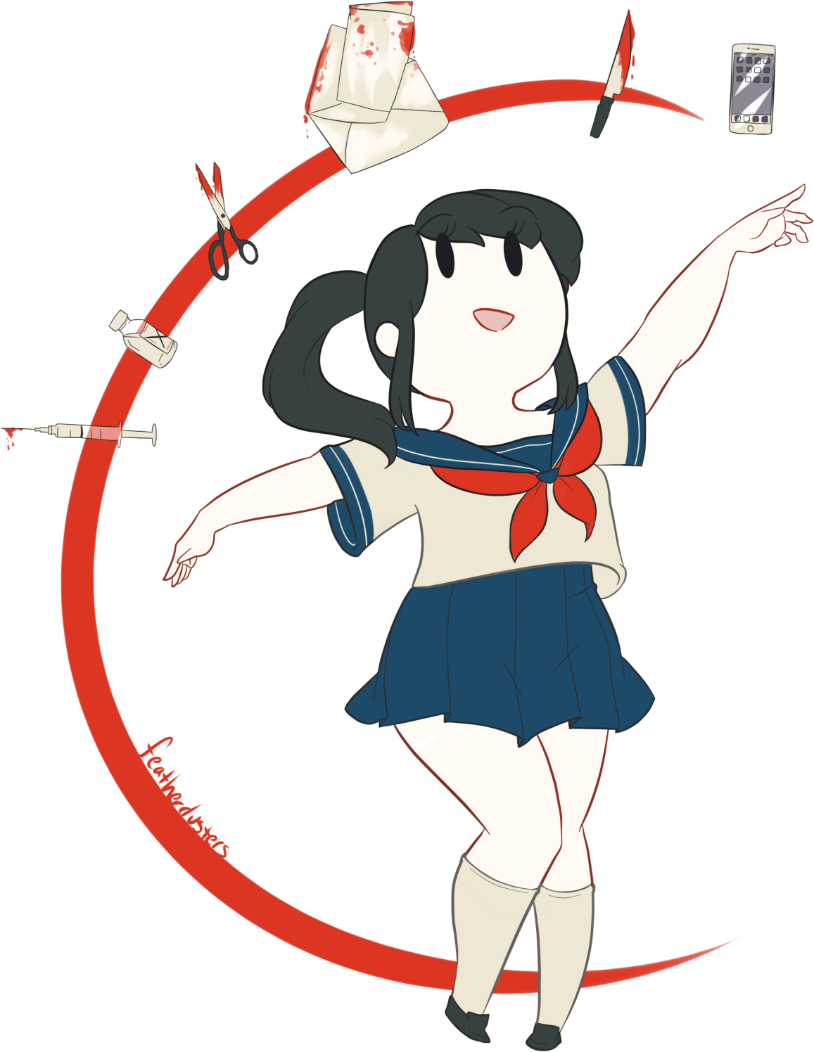 Yandere-chan I Finished The Thing From All Those Thumbnails - Video Game (1280x1600), Png Download