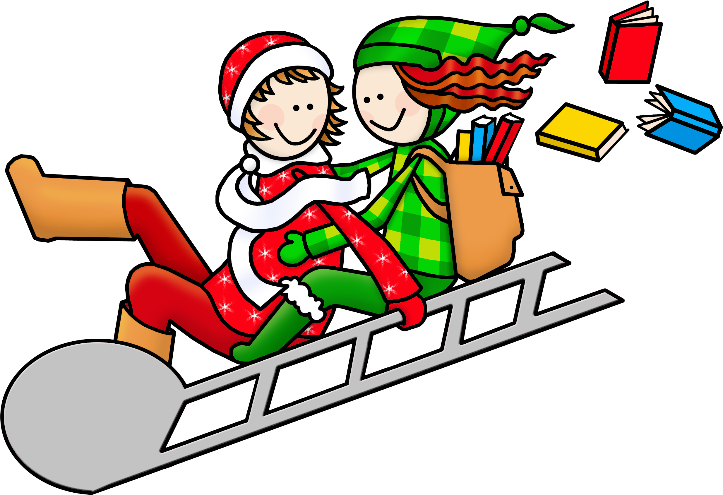 Snow Sledding Slideshow - Menomonie Public Library (3000x2700), Png Download