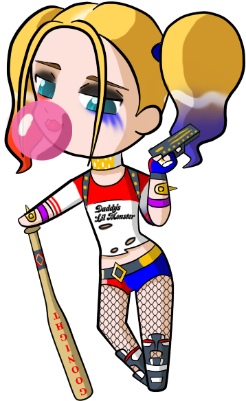 By Fragmentartstudio On Deviantart - Harley Quinn Chibi Png (450x800), Png Download