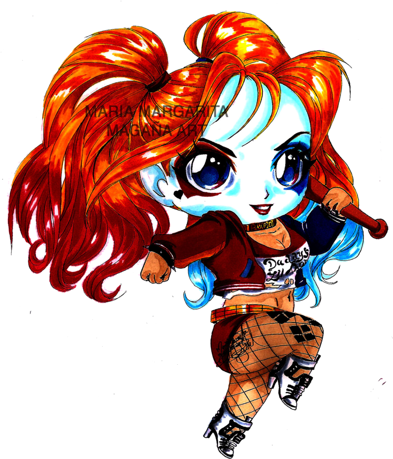 Harley Quinn Chibi Harleys By Miharu - Harley Quinn From Suicide Squad Chibi (800x975), Png Download