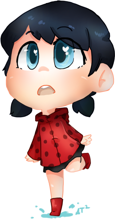 Fan Art My Art Miraculous Ladybug Raincoat Chibi Marionette - Katniss Everdeen (423x750), Png Download