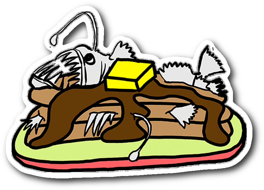 Anglerfish Pancakes Vinyl Sticker - Pancake (1064x1064), Png Download