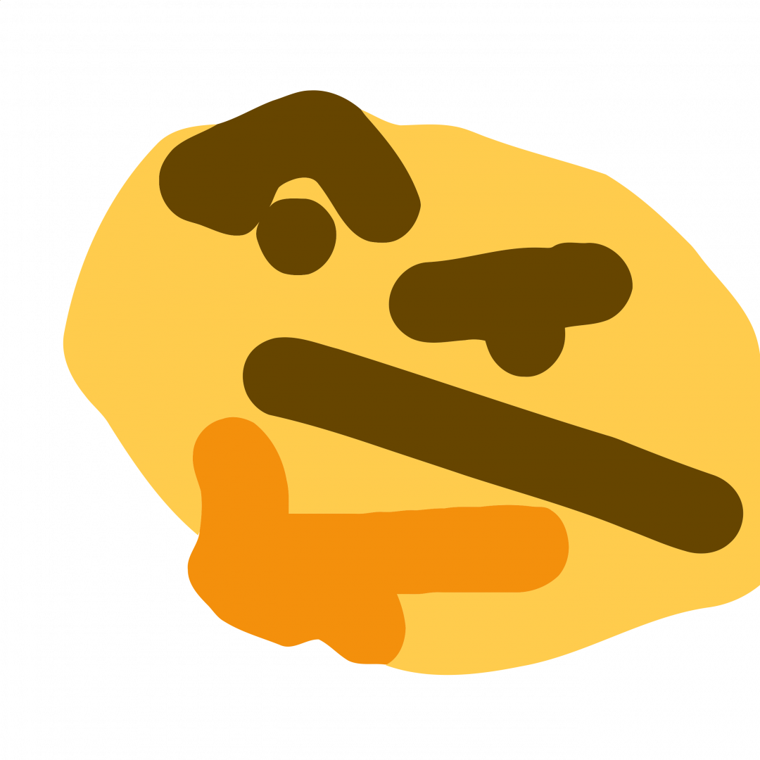 9d5 - Badly Drawn Thinking Emoji (1080x1080), Png Download