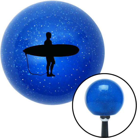 Black Surfboard Silhouette Blue Metal Flake Shift Knob - Anime Shift Knob (600x600), Png Download