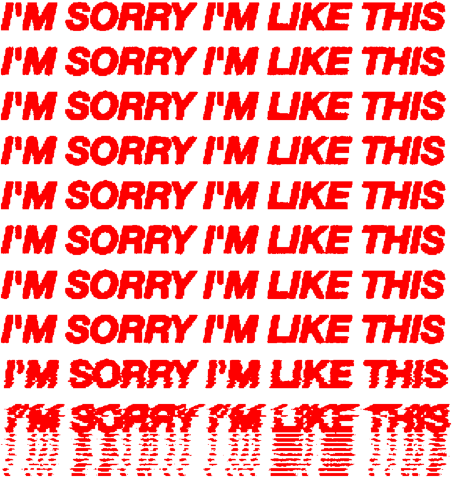 Sorry Aesthetic Red Shoppingbag Glitch Text Melting - I M Sorry Aesthetic (922x973), Png Download