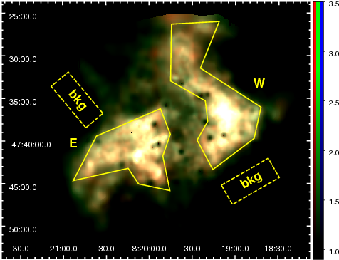 {\em Xmm Newton} False Color Count Rate Image Of Vela - Graphic Design (526x382), Png Download