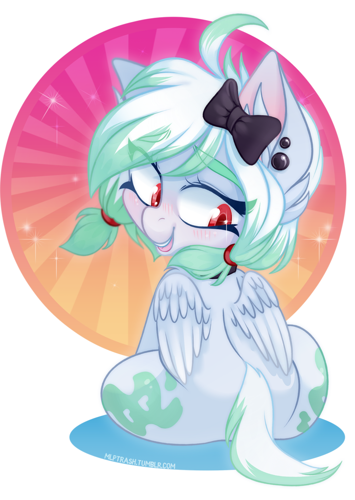 Zombie, Blushing, Bow, Cute, Ear Piercing, Female, - Cartoon (726x1024), Png Download