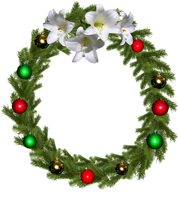 Christmas, Wreath, Lily - Christmas Day (694x720), Png Download