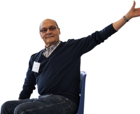 Sharing Dance With Seniors - Sitting (474x388), Png Download