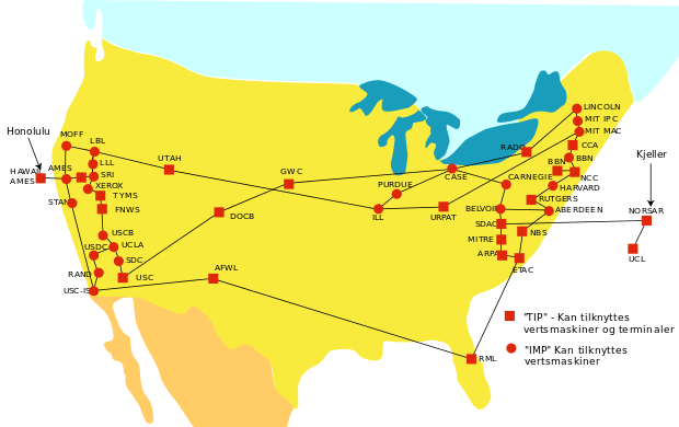 Arpa Network Map - Arpanet Map (620x390), Png Download