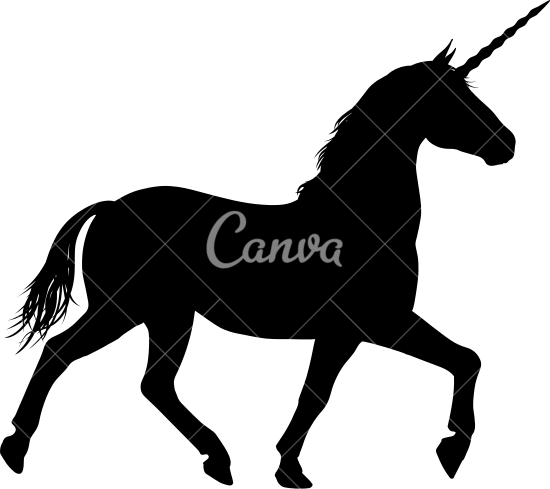 Silhouette Of Unicorn Horse - Use Canva Like A Pro (550x489), Png Download