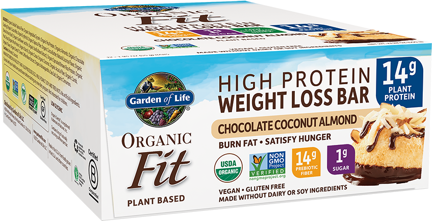 Garden Of Life Organic Fit Bar Chocolate Coconut Almond - Garden Of Life - Organic Fit High Protein Weight Loss (1000x1000), Png Download