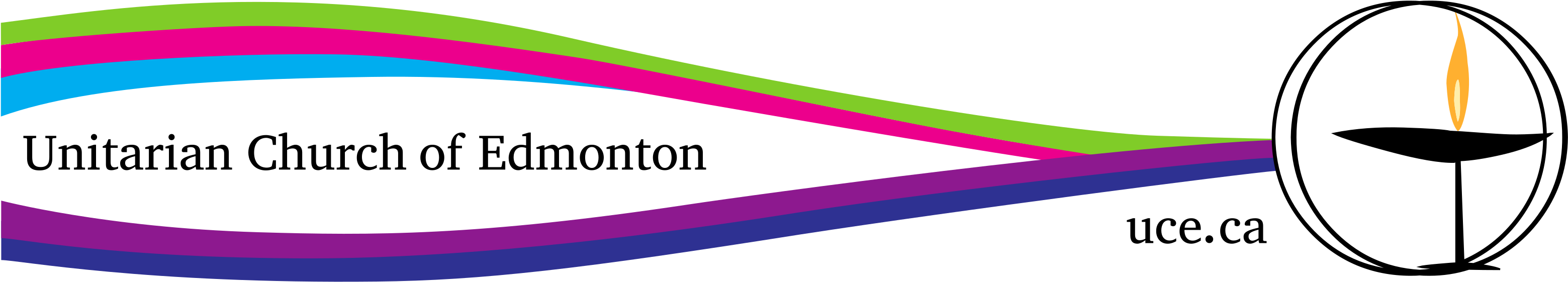 Banner A4 Colour-swoosh Text Chalice=blk Swooshes=5colours - Unitarian Universalist Chalice (3231x748), Png Download
