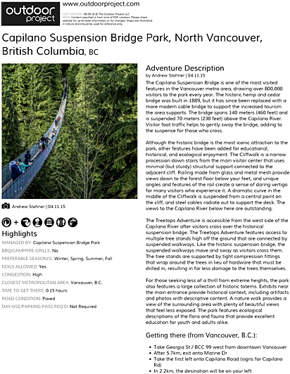 Capilano Suspension Bridge Park Field Guide - Bridal Veil Falls Park Oregon (464x600), Png Download