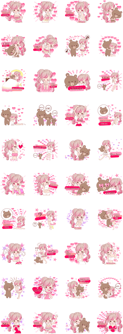 Love Love Love Kawaii Pinkgirl - Sticker (420x1121), Png Download