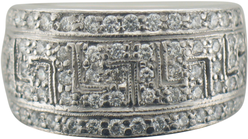 Vintage Platinum Greek Key Diamond Ring (1000x750), Png Download