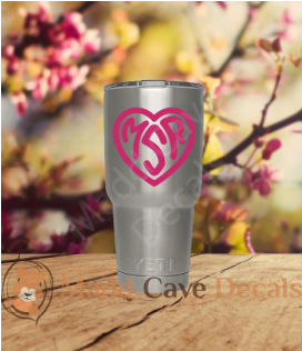 Heart Monogram Decal Cube Window Laptop Phone Tablet - Bokeh (600x315), Png Download
