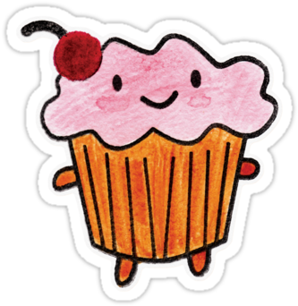 Kawaii Die-cut Vinyl Stickers - 'happy Birthday' Cupcake Card (375x360), Png Download