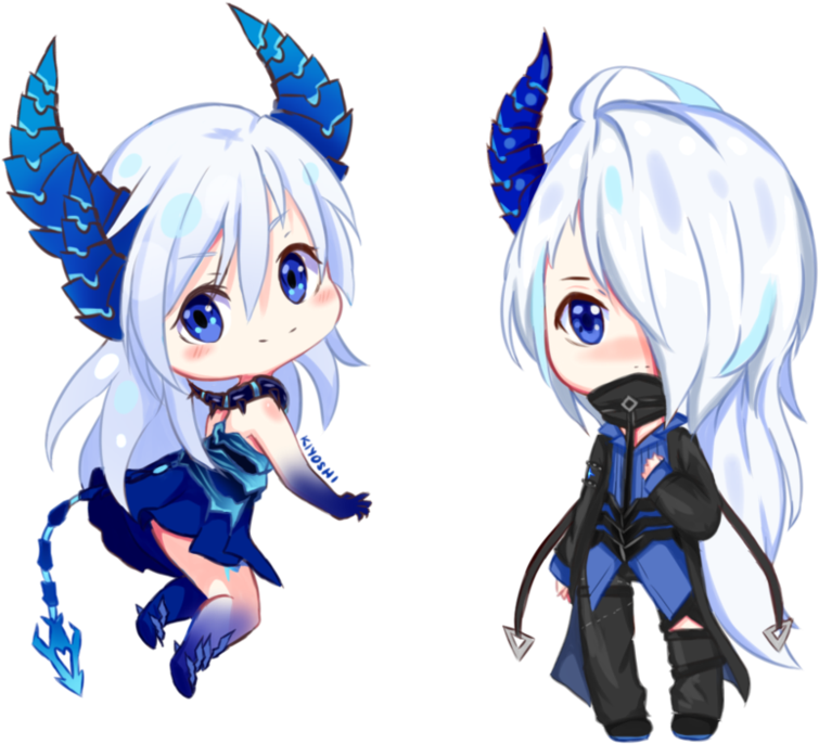 Elsword Chibi Demonio And Diabla By Lightappend - Elsword Chibi Lu (999x799), Png Download