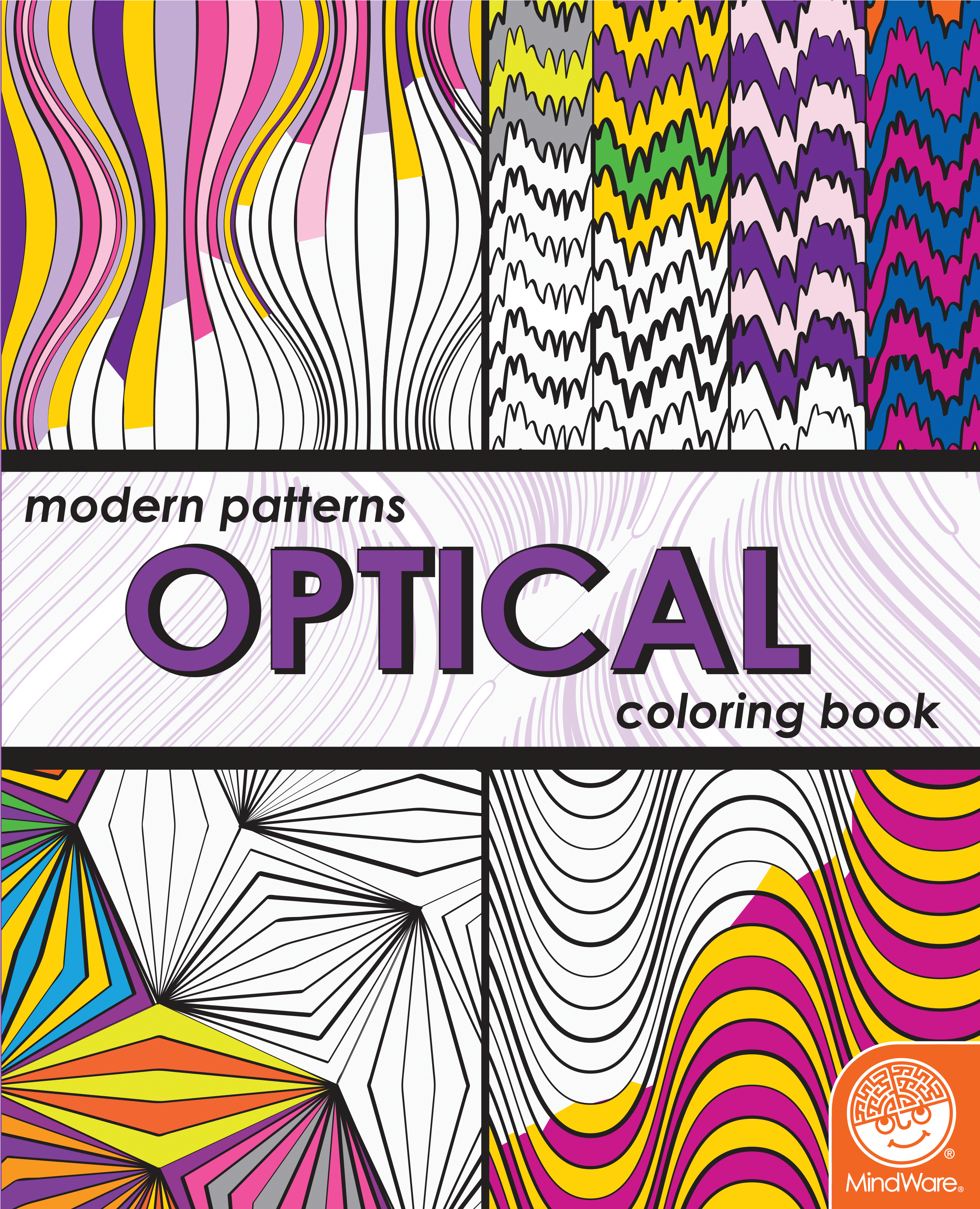 Modern Patterns Optical Coloring Book (3150x3150), Png Download