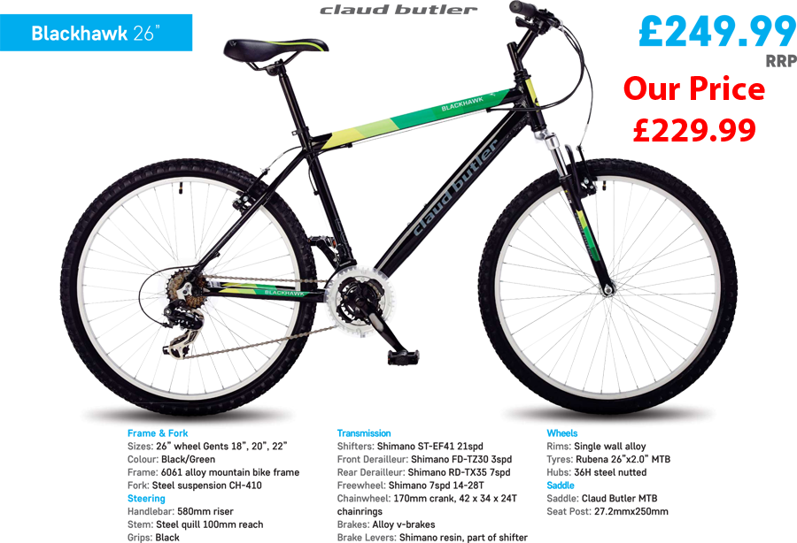 Blackhawk - Claud Butler Black Hawk 2016 Mtb - 20inch (900x614), Png Download