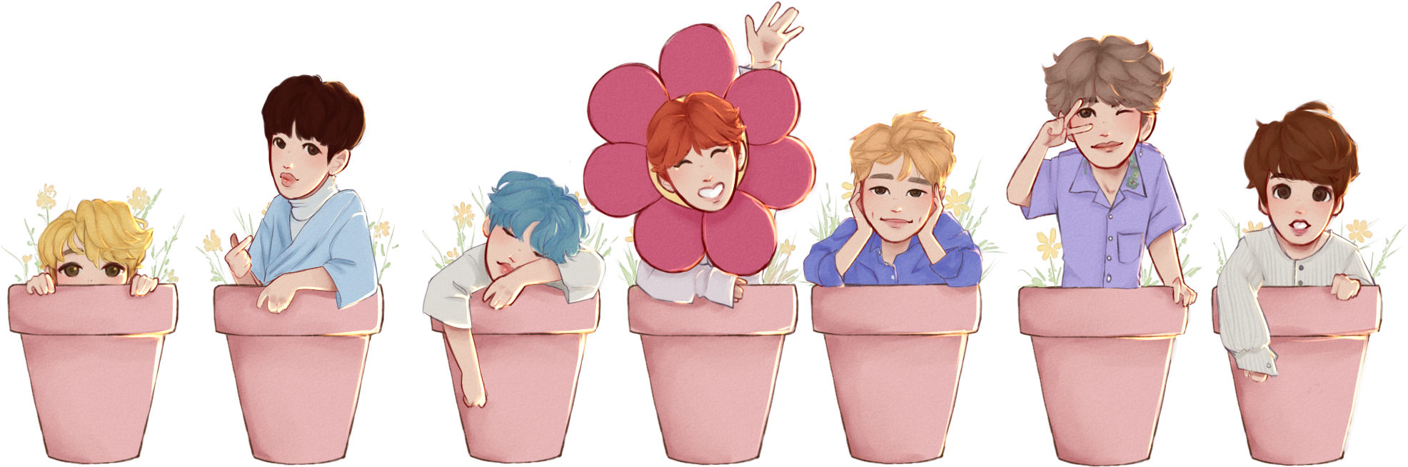 Bts Plant Pot Stickers Individual - Bts Png Individual (2048x1152), Png Download
