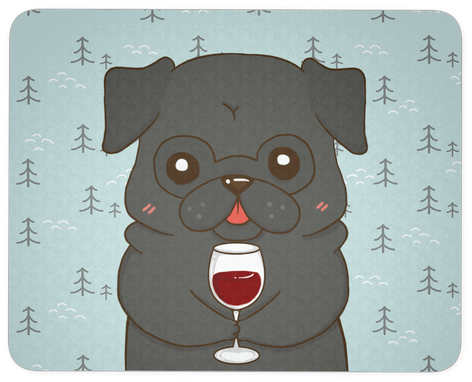 Black Pug Drink Wine Mouse Pad, Dog Lover Gift Mousepad - Dog (550x550), Png Download