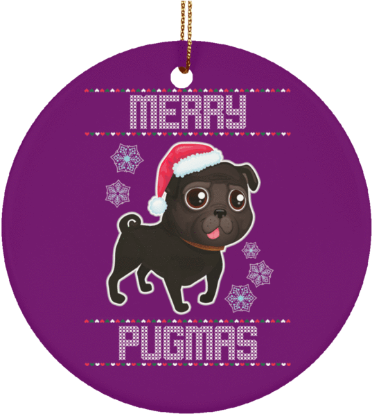 Black Pug Christmas Ornament - 38 Wedding Anniversary (600x600), Png Download