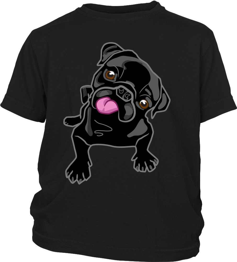 Black Pug Kids T-shirt - Shirt (1000x1000), Png Download