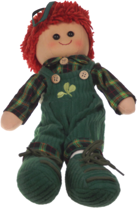 19601 Large Rory Ragdoll - Rory Irish Rag Doll With Green Overalls 32cm In Height (800x800), Png Download