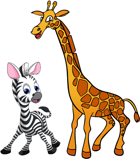 Girl Giving Speech - Giraffe And Zebra Story (473x520), Png Download