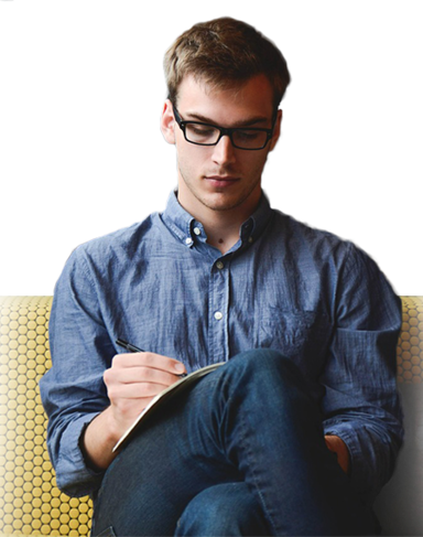 Guy Sitting - Aukey Bluetooth Neckband Headset, Sweatproof In-ear (384x487), Png Download