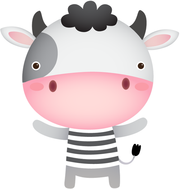 Cute Cow Cartoon Waving - Png Cute Cow (600x630), Png Download