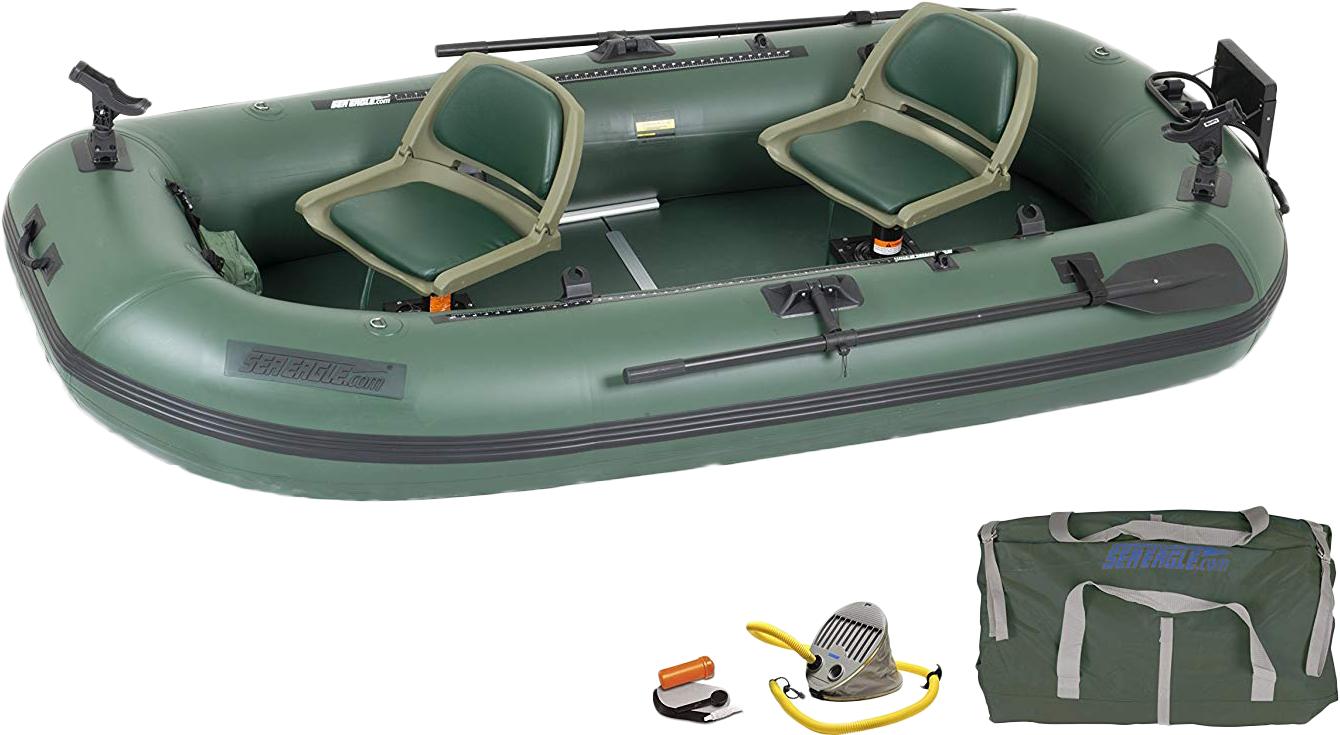#kayak #kayaking #nature #adventure #fishing #canoe - Sea Eagle Sts10 Honda Motor Inflatable Fishing Boats (1500x734), Png Download