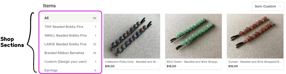 Shop Sections On Retro80s Etsy Shop - Retro80s Sunset - Beaded And Wire Wrapped Bobby Pins (1000x291), Png Download