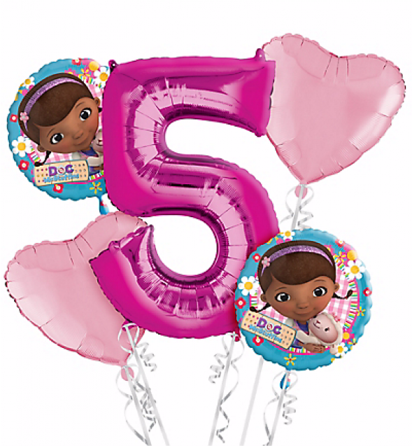 Doc Mcstuffins 5th Birthday Balloon Bouquet 5pc Vector - Doc Mcstuffins Balloons Bouquet (800x800), Png Download